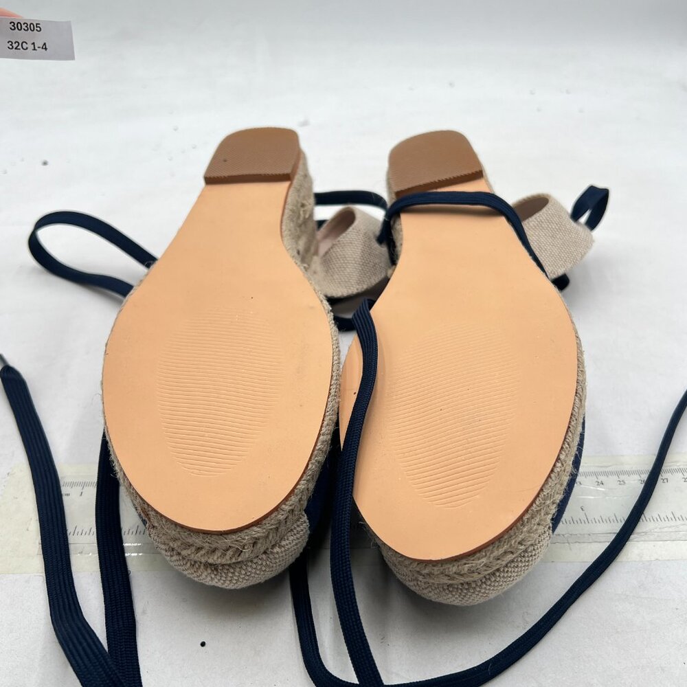 XYD Blue Round Toe Ankle Strappy Espadrilles Wedge Sandals Slingback Shoes - Picture 7 of 8